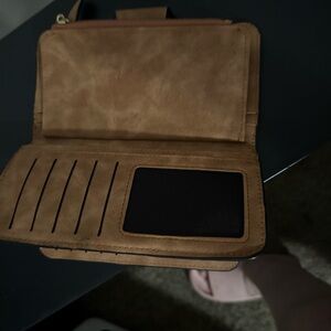Women's Tan Faux Leather Wallet with Card Slots
